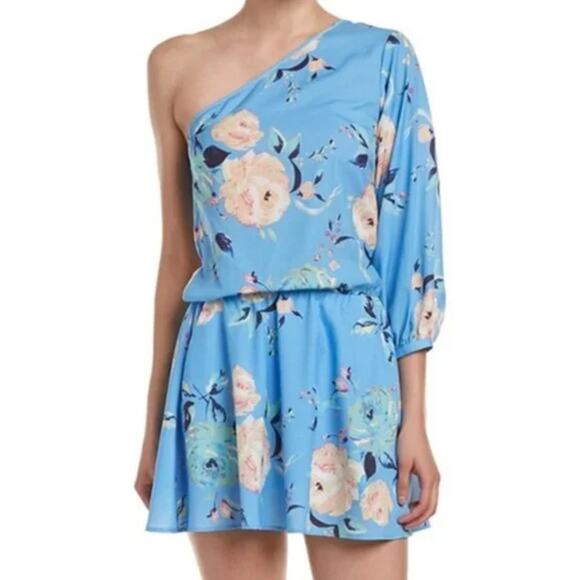 YUMI KIM Sky Blue Garden Dress Floral One Shoulder Mini Style Large NWT - Picture 7 of 7